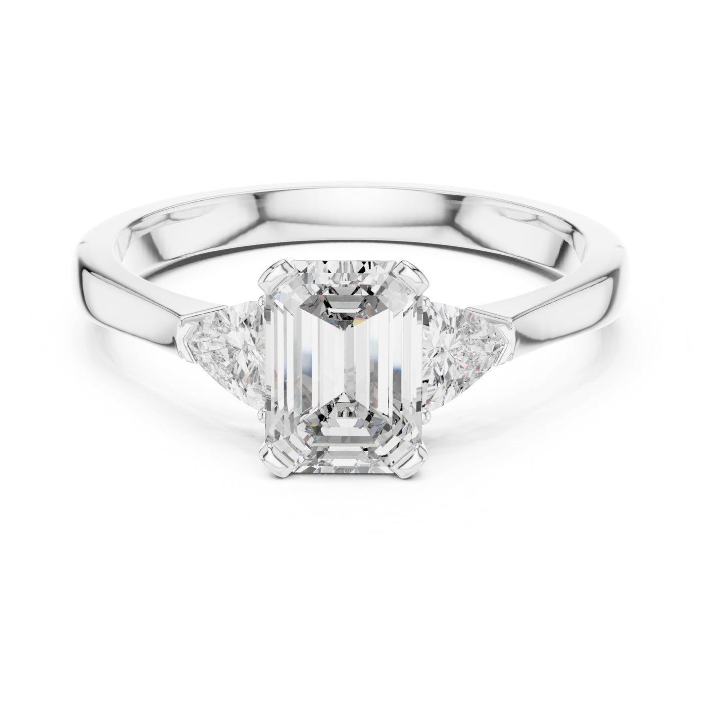 Vera 1 Carat Emerald Lab Grown Diamond Collet Three Stone Ring