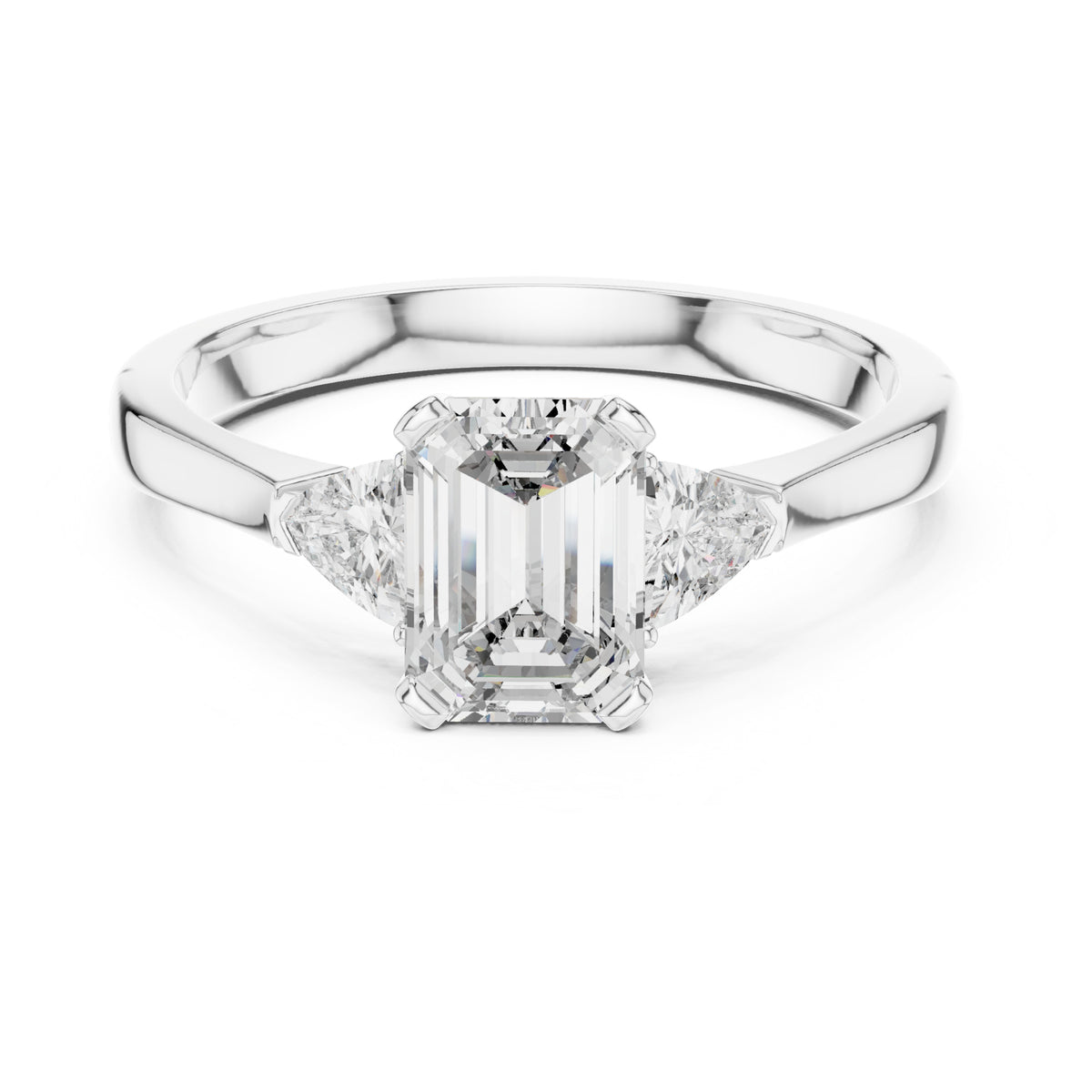 Vera 1 Carat Emerald Lab Grown Diamond Collet Three Stone Ring