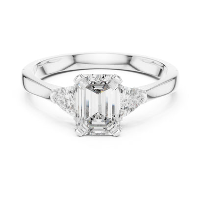 Vera 1 Carat Emerald Lab Grown Diamond Collet Three Stone Ring