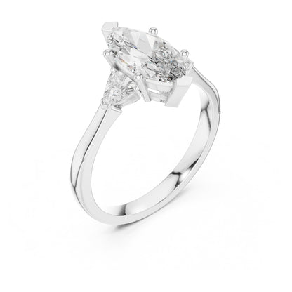 Sienna 1 Carat Marquise Lab Grown Diamond Collet Three Stone Ring
