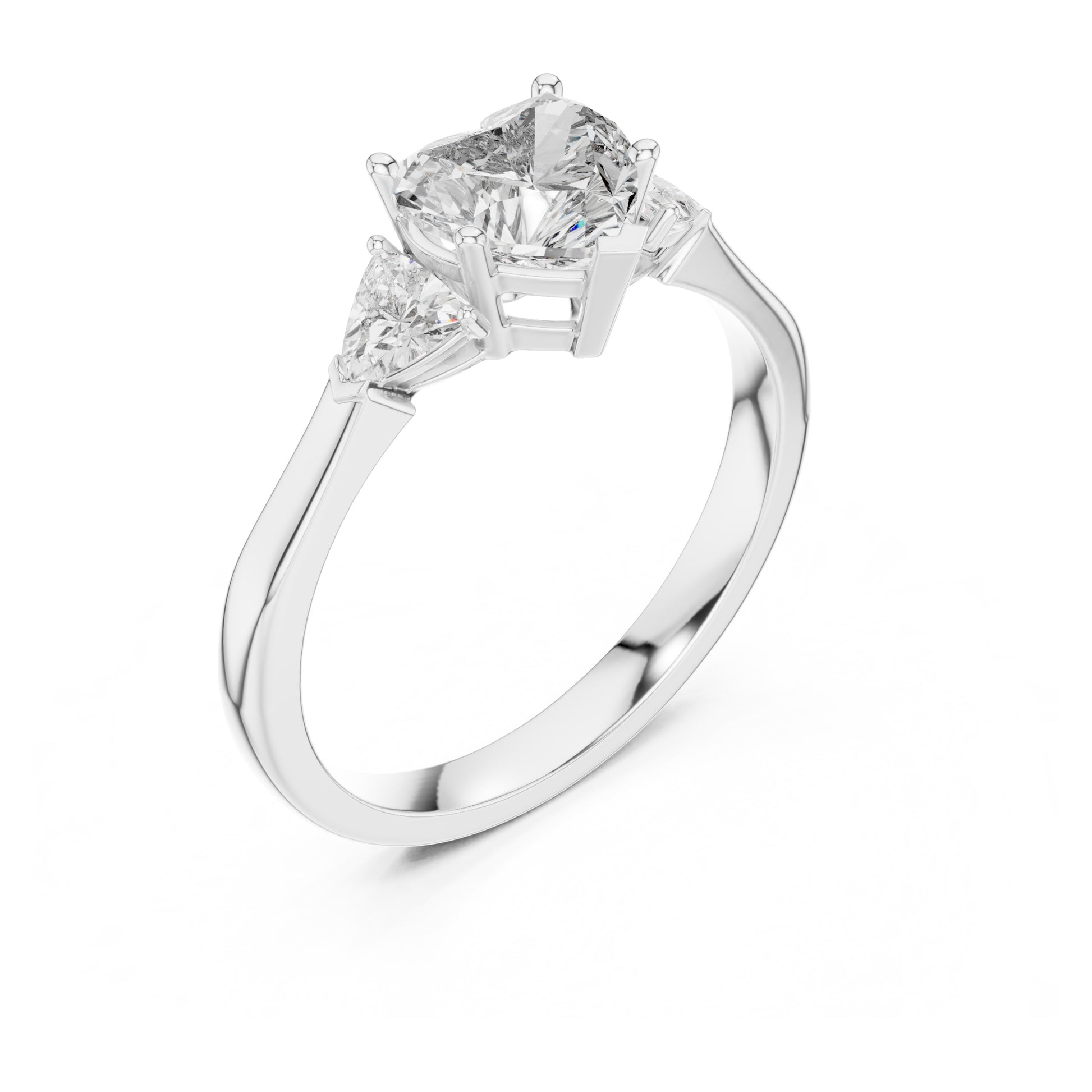 Amara 1 Carat Heart Lab Grown Diamond Collet Three Stone Ring