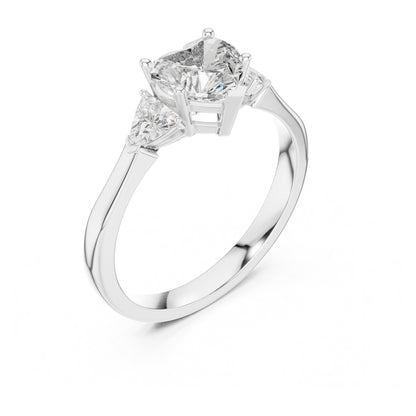 Amara 1 Carat Heart Lab Grown Diamond Collet Three Stone Ring