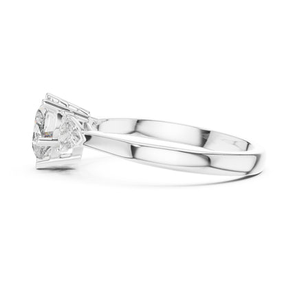 Amara 1 Carat Heart Lab Grown Diamond Collet Three Stone Ring