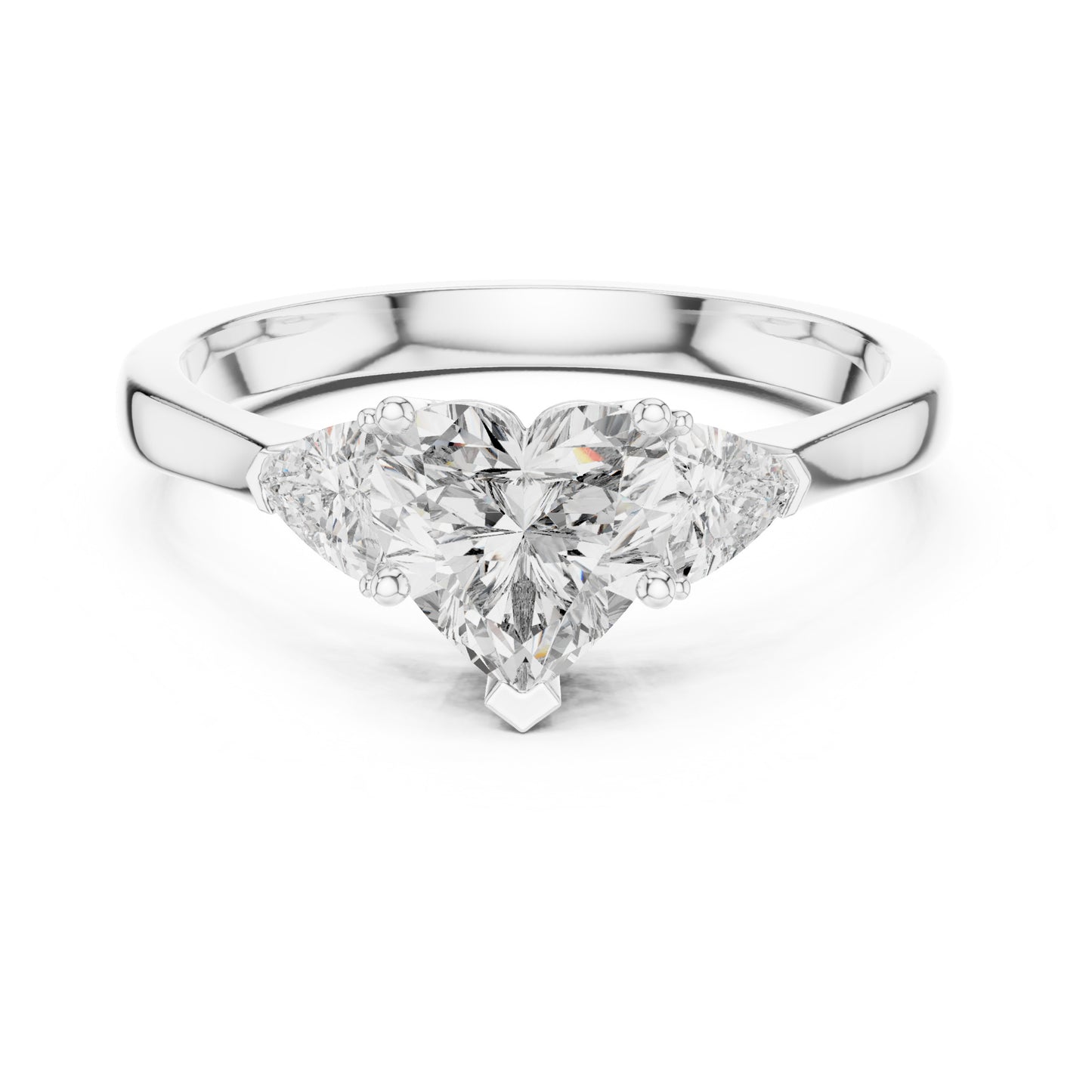 Amara 1 Carat Heart Lab Grown Diamond Collet Three Stone Ring