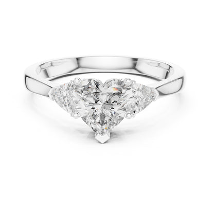 Amara 1 Carat Heart Lab Grown Diamond Collet Three Stone Ring