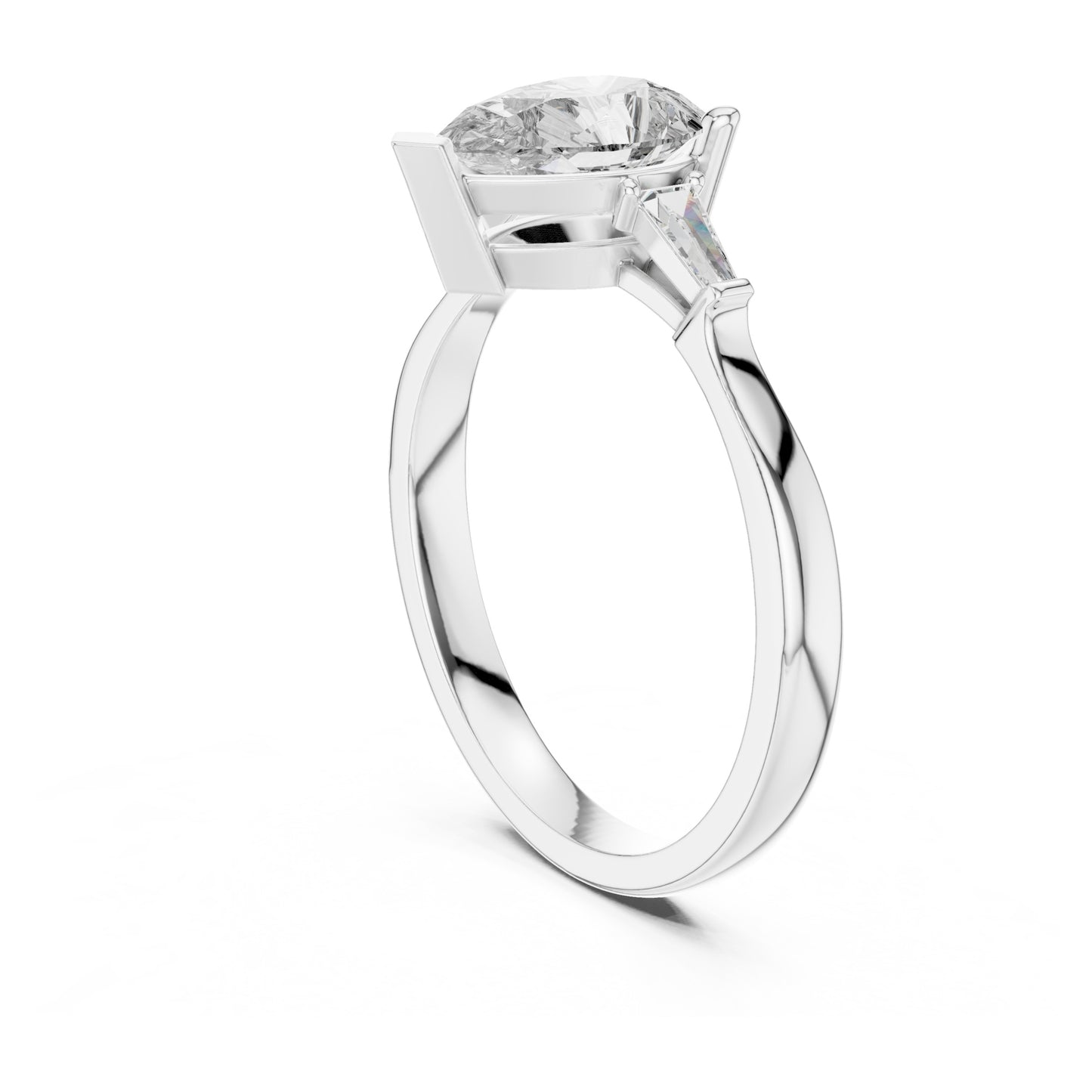 Sienna 1 Carat Pear Lab Grown Diamond Baguette Three Stone Ring