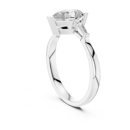 Sienna 1 Carat Pear Lab Grown Diamond Baguette Three Stone Ring