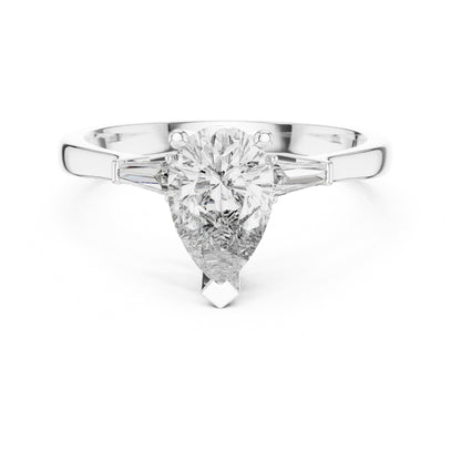 Sienna 1 Carat Pear Lab Grown Diamond Baguette Three Stone Ring