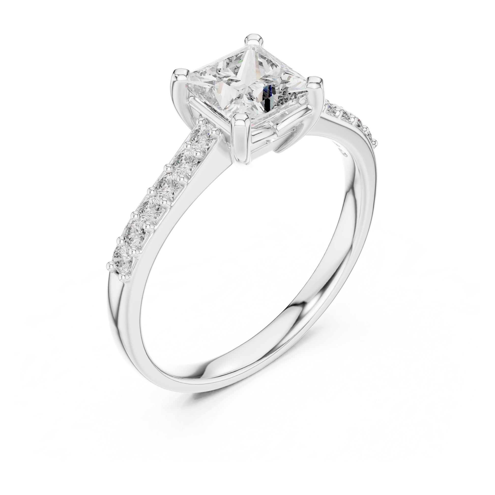 Vera 1 Carat Princess Lab Grown Diamond Graduated Engagement Ring