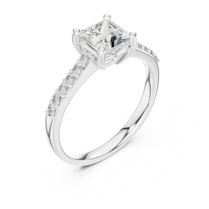 Vera 1 Carat Princess Lab Grown Diamond Graduated Engagement Ring