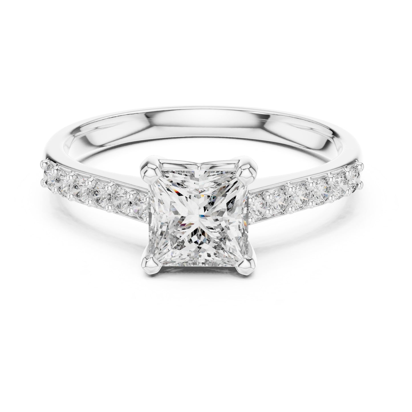 Vera 1 Carat Princess Lab Grown Diamond Graduated Engagement Ring
