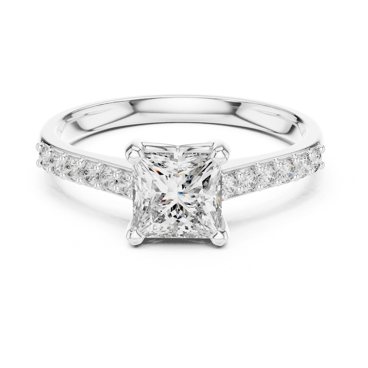 Vera 1 Carat Princess Lab Grown Diamond Graduated Engagement Ring