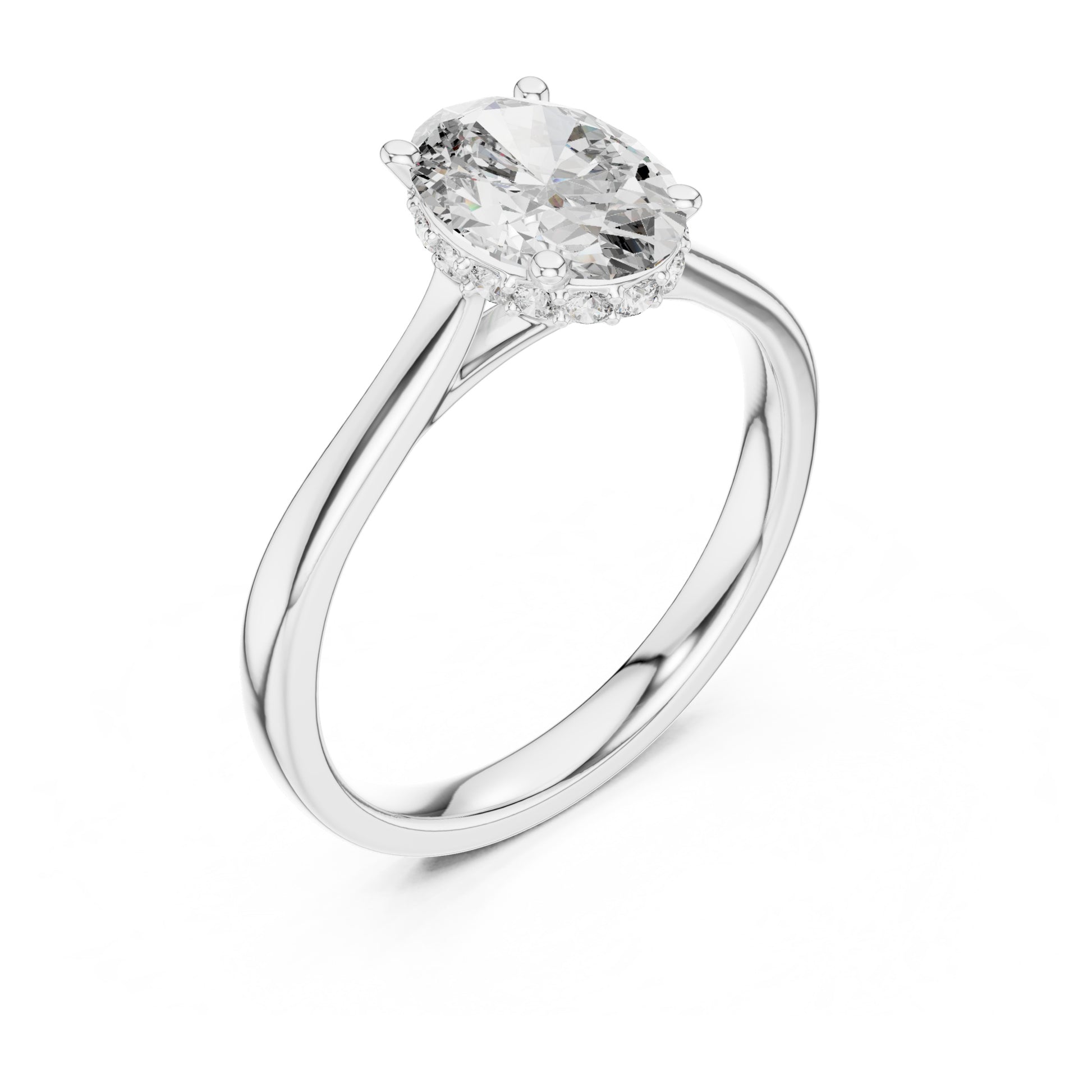 Celeste 2 Carat Oval Lab Grown Diamond Graduated Halo Ring
