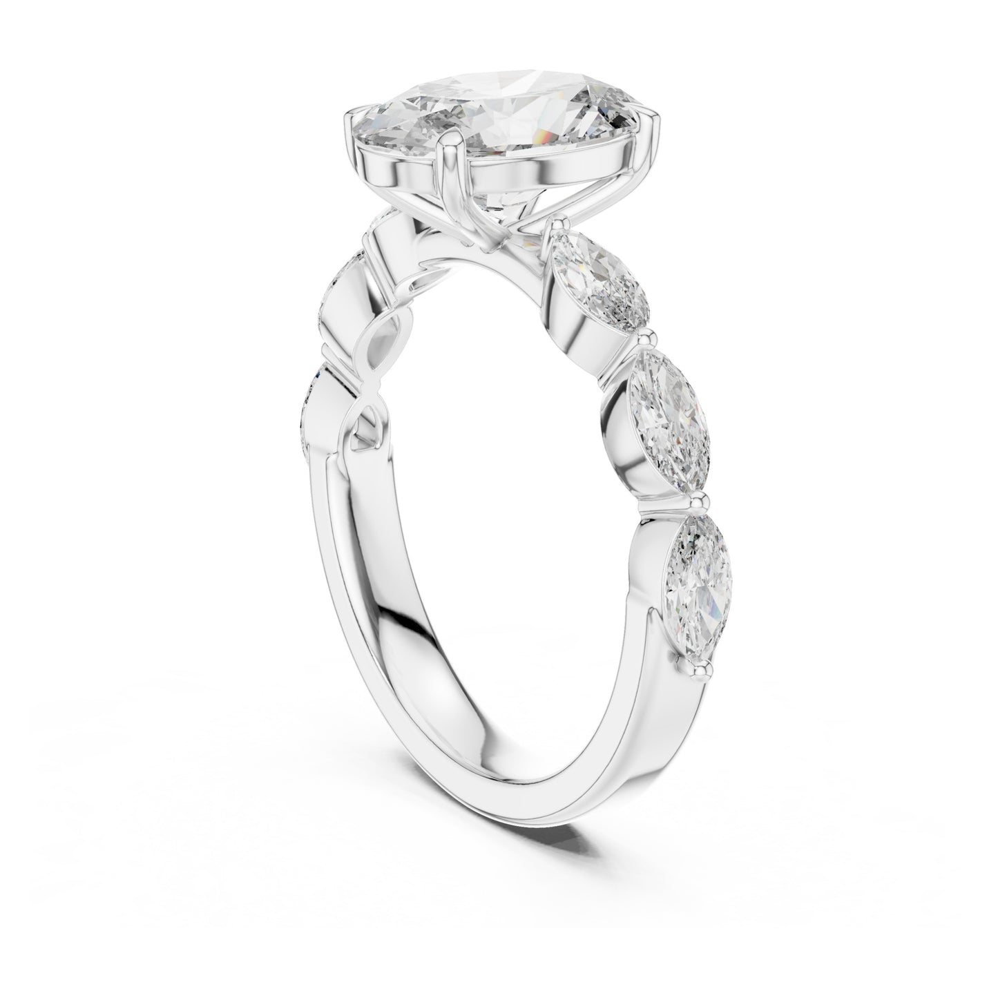 Flora 2 Carat Oval Lab Grown Diamond Graduated Engagement Ring