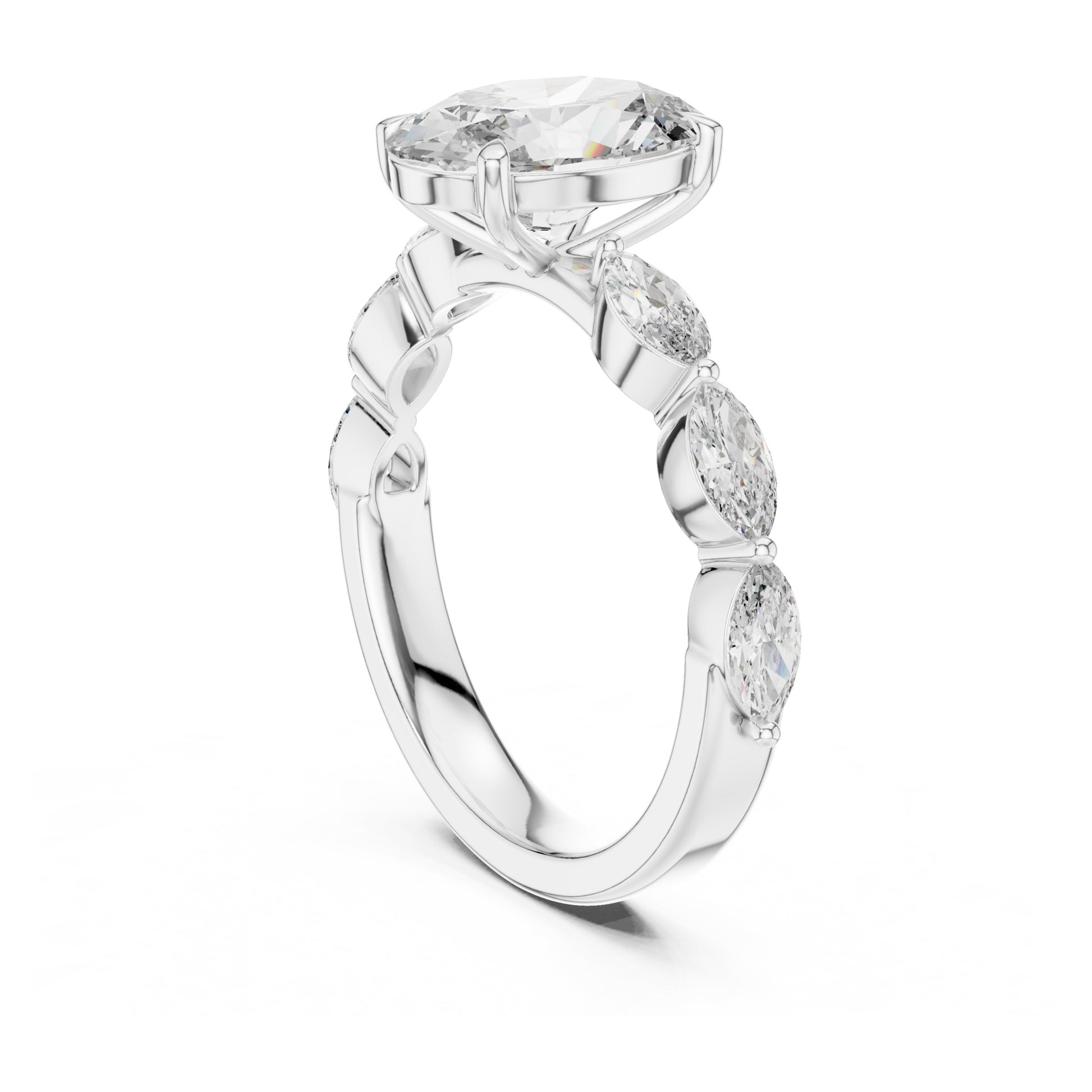Flora 2 Carat Oval Lab Grown Diamond Graduated Engagement Ring