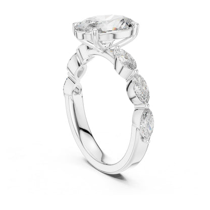 Flora 2 Carat Oval Lab Grown Diamond Graduated Engagement Ring