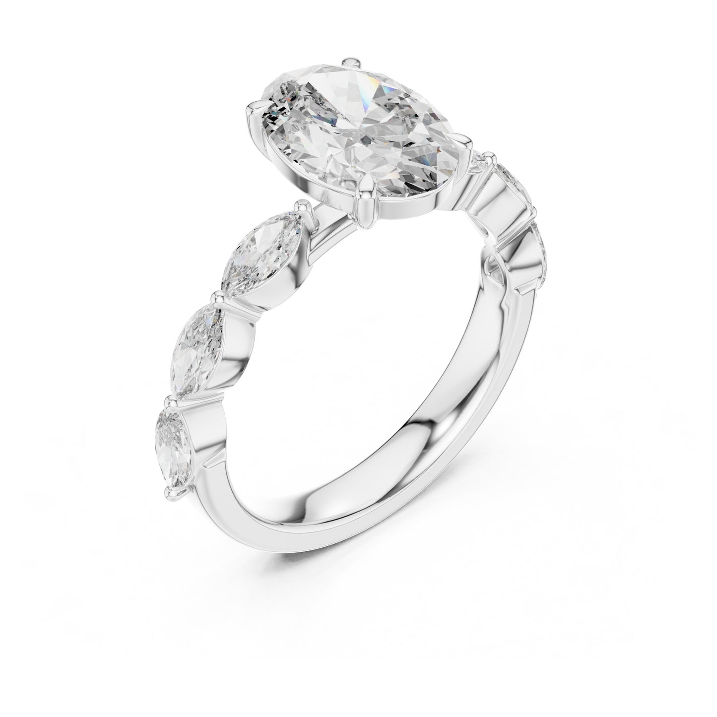 Flora 2 Carat Oval Lab Grown Diamond Graduated Engagement Ring