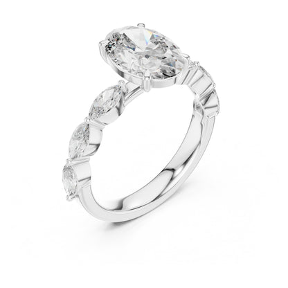 Flora 2 Carat Oval Lab Grown Diamond Graduated Engagement Ring
