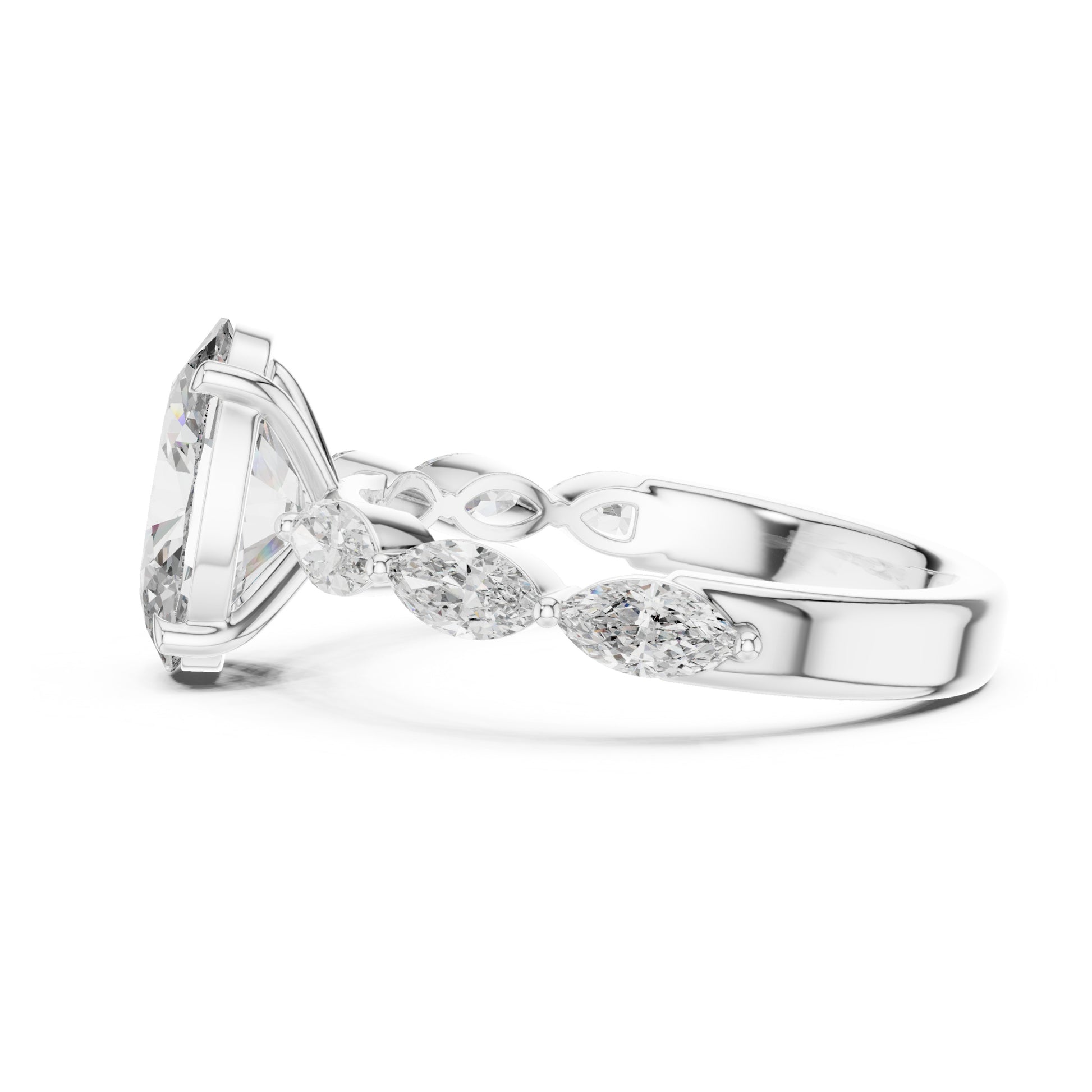 Flora 2 Carat Oval Lab Grown Diamond Graduated Engagement Ring