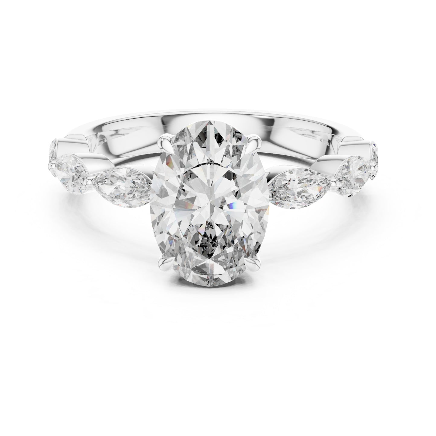 Flora 2 Carat Oval Lab Grown Diamond Graduated Engagement Ring