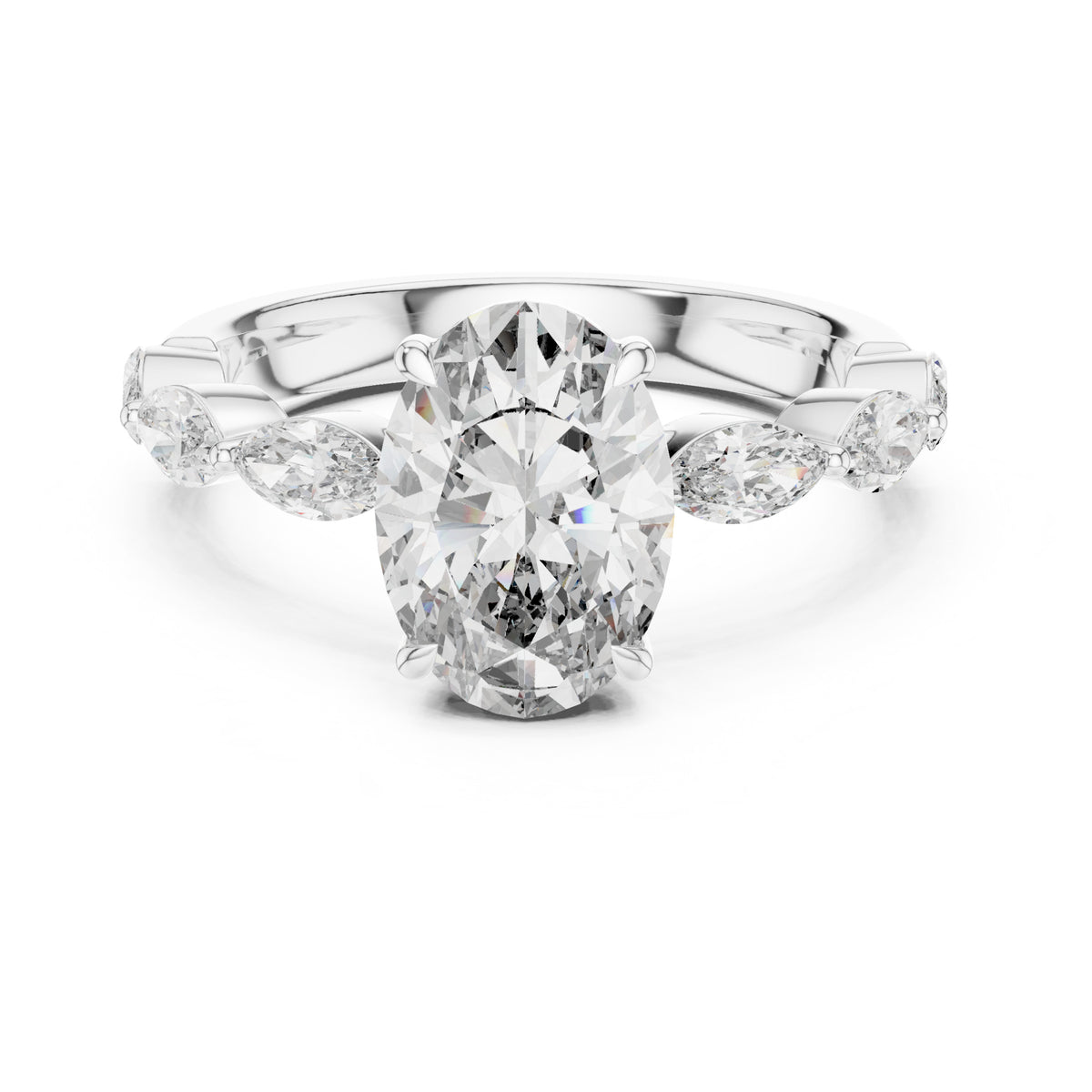 Flora 2 Carat Oval Lab Grown Diamond Graduated Engagement Ring