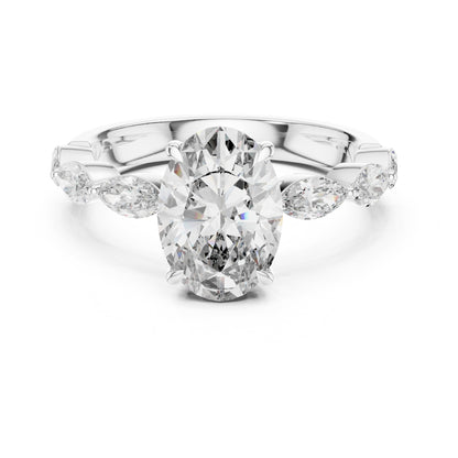 Flora 2 Carat Oval Lab Grown Diamond Graduated Engagement Ring
