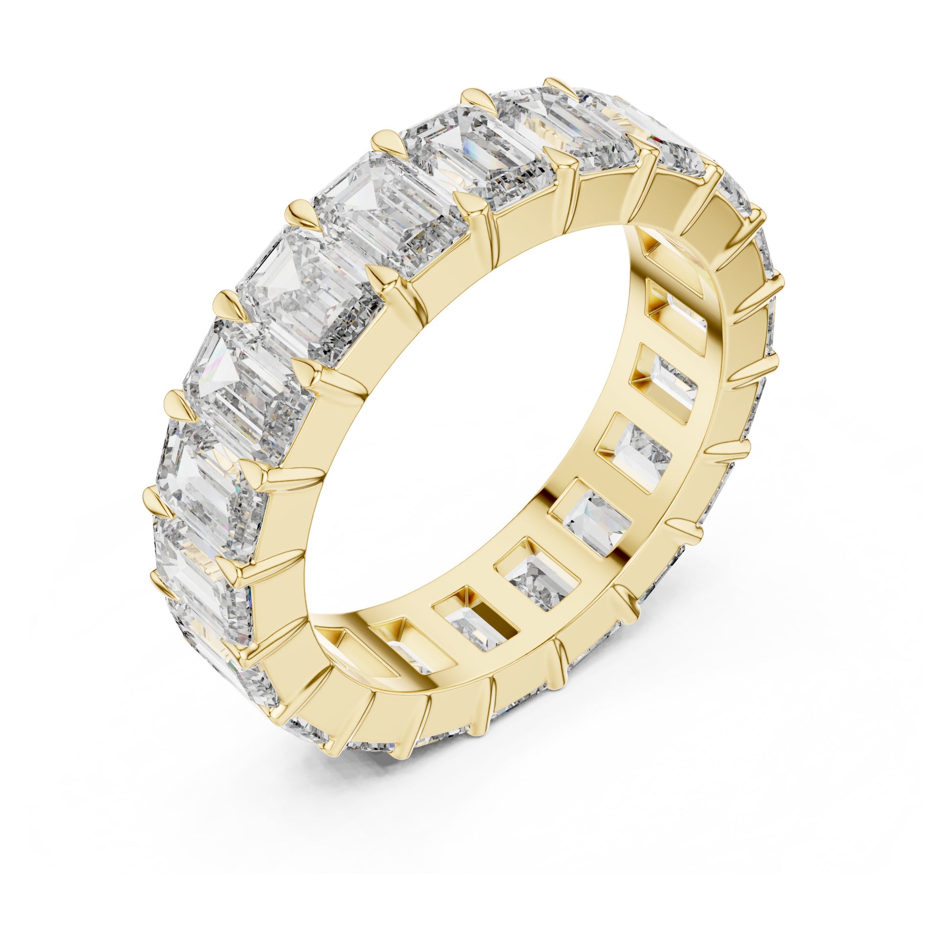 Aurora 6 Carat Emerald Lab Grown Diamond Emerald Cut Eternity Ring
