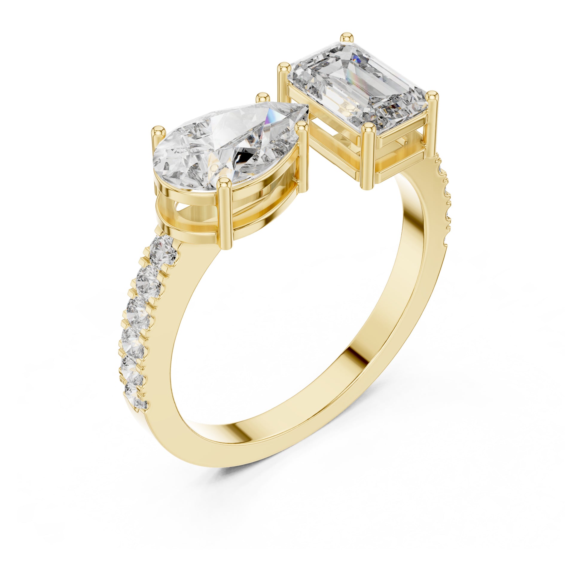 Vera 2 Carat Pear Lab Grown Diamond Toi et Moi Ring