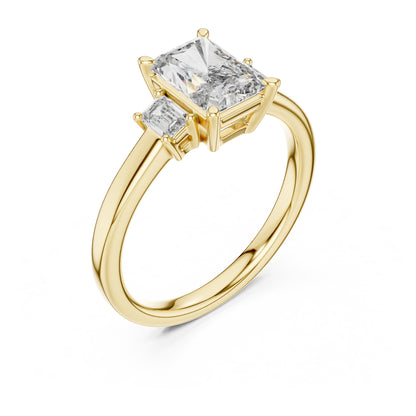 Vera 1.5 Carat Radiant Lab Grown Diamond Three Stone Ring