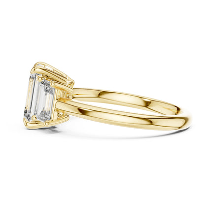 Vera 2 Carat Emerald Lab Grown Diamond Emerald Cut Three Stone Ring