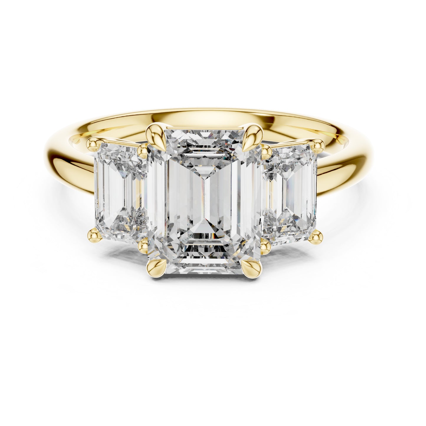 Vera 2 Carat Emerald Lab Grown Diamond Emerald Cut Three Stone Ring