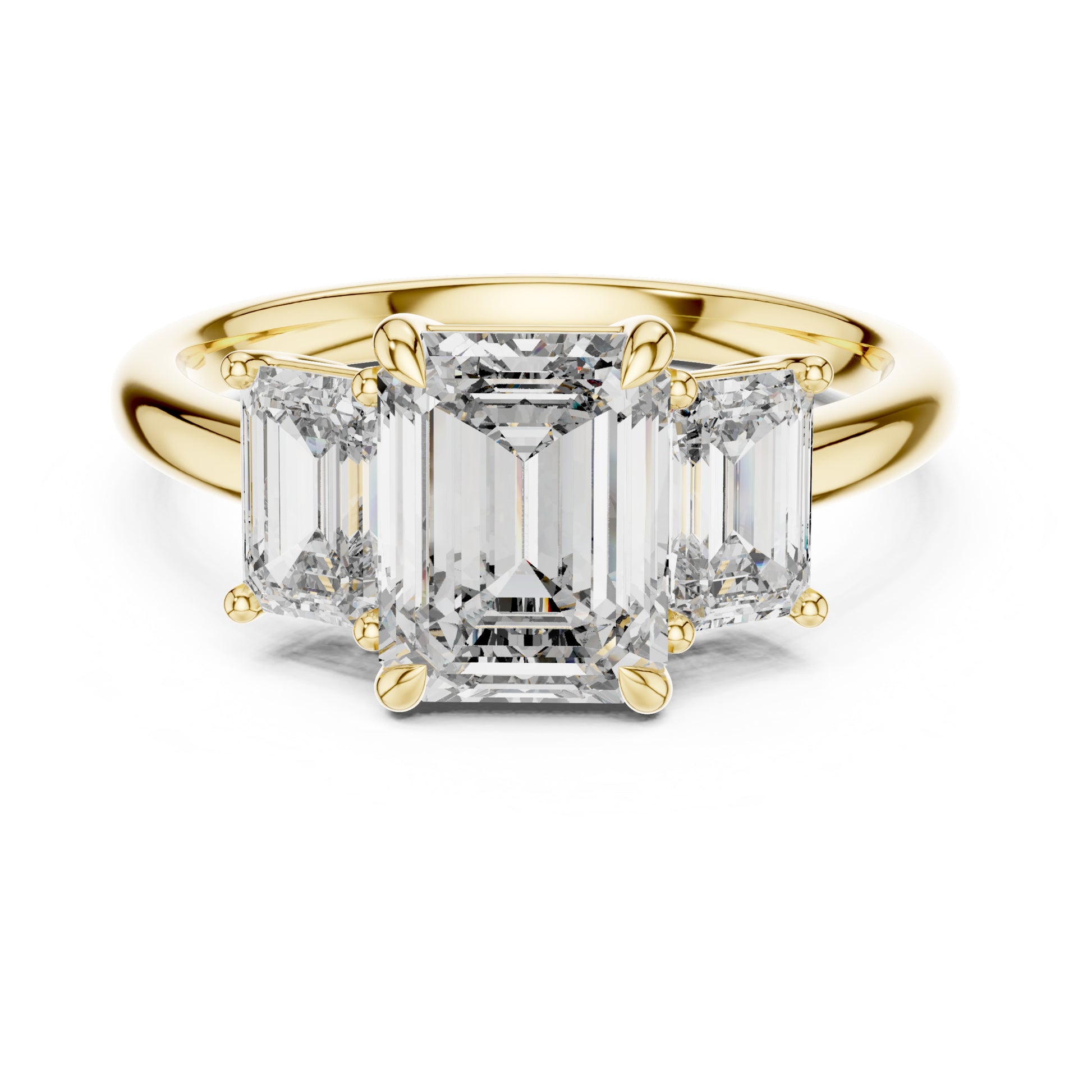 Vera 2 Carat Emerald Lab Grown Diamond Emerald Cut Three Stone Ring