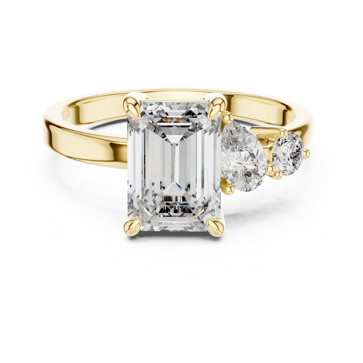 Vera 2 Carat Round Lab Grown Diamond Two Stone Three Stone Ring