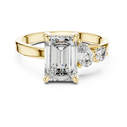 Vera 2 Carat Round Lab Grown Diamond Two Stone Three Stone Ring