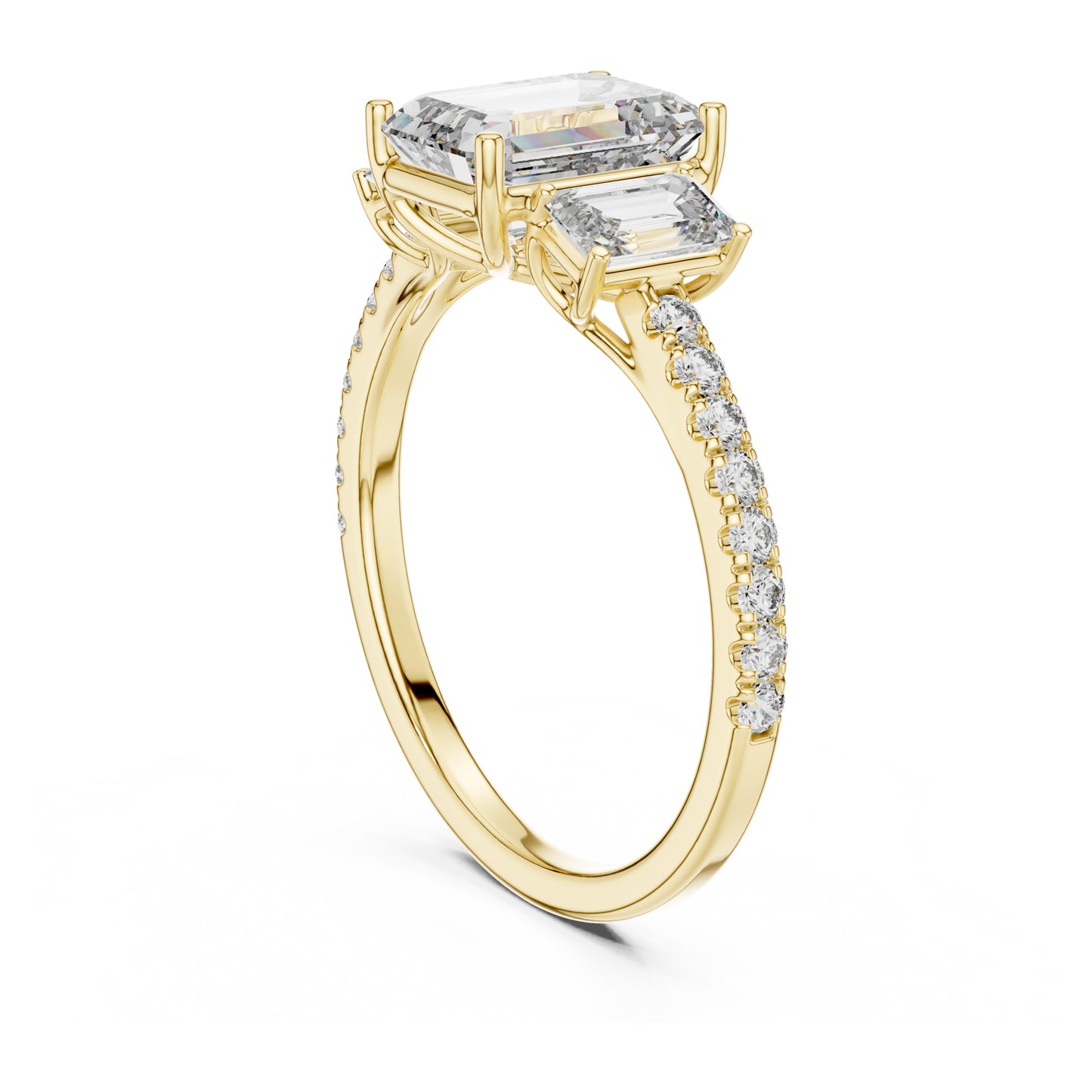 Vera 1.5 Carat Emerald Lab Grown Diamond Three Stone Ring