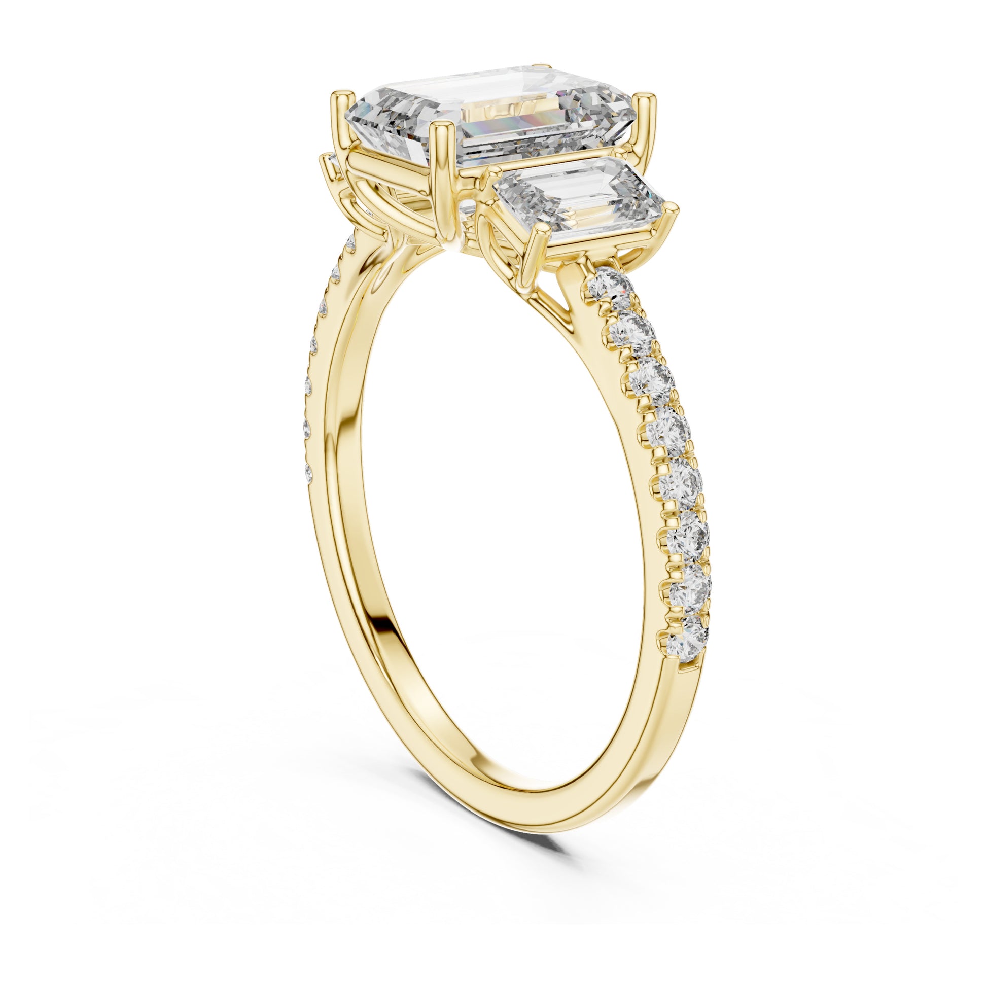 Vera 1.5 Carat Emerald Lab Grown Diamond Three Stone Ring