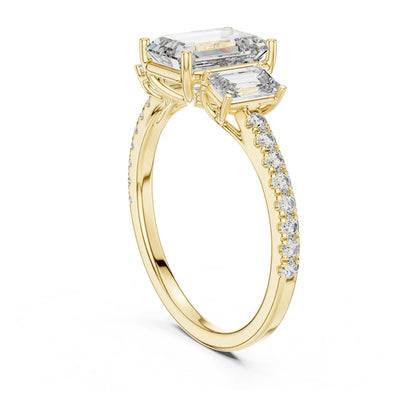 Vera 1.5 Carat Emerald Lab Grown Diamond Three Stone Ring