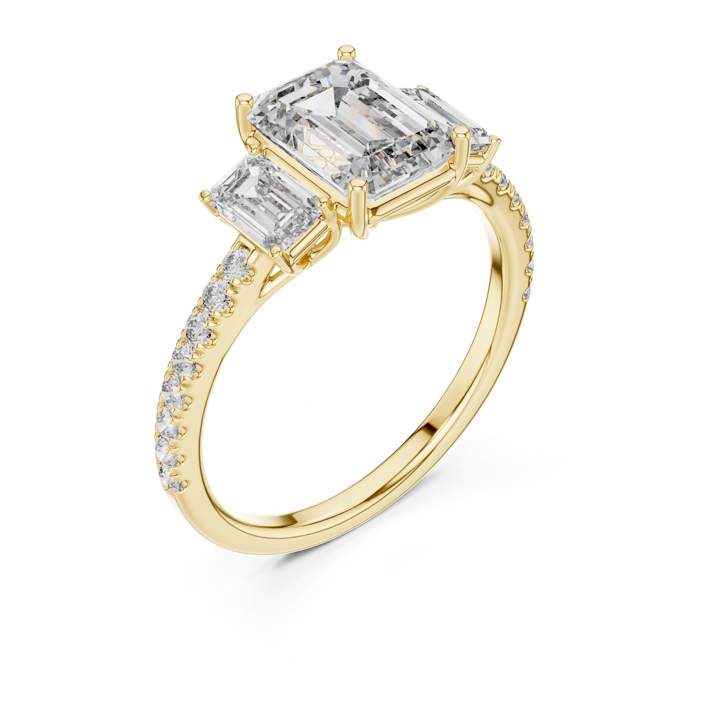 Vera 1.5 Carat Emerald Lab Grown Diamond Three Stone Ring