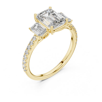 Vera 1.5 Carat Emerald Lab Grown Diamond Three Stone Ring