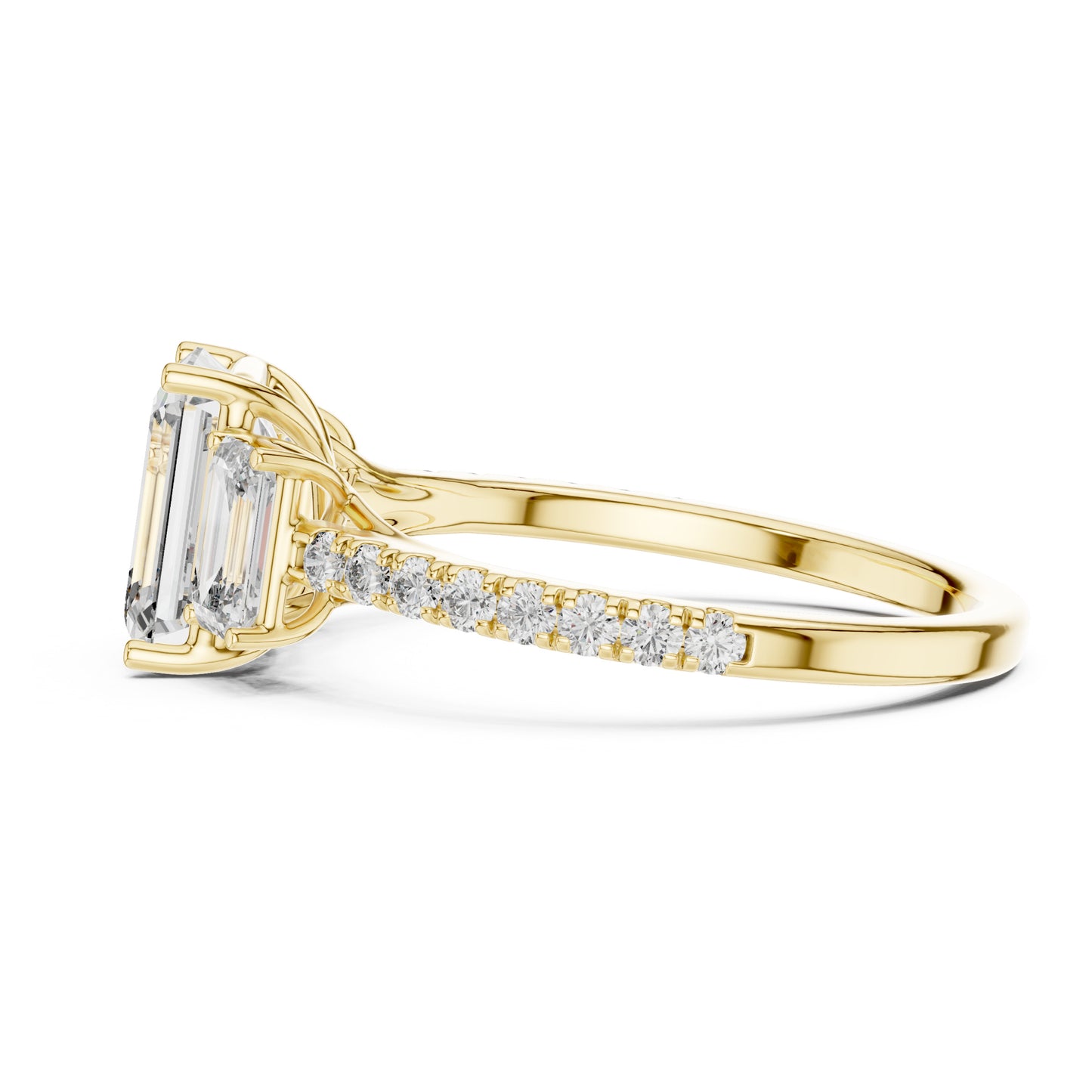 Vera 1.5 Carat Emerald Lab Grown Diamond Three Stone Ring