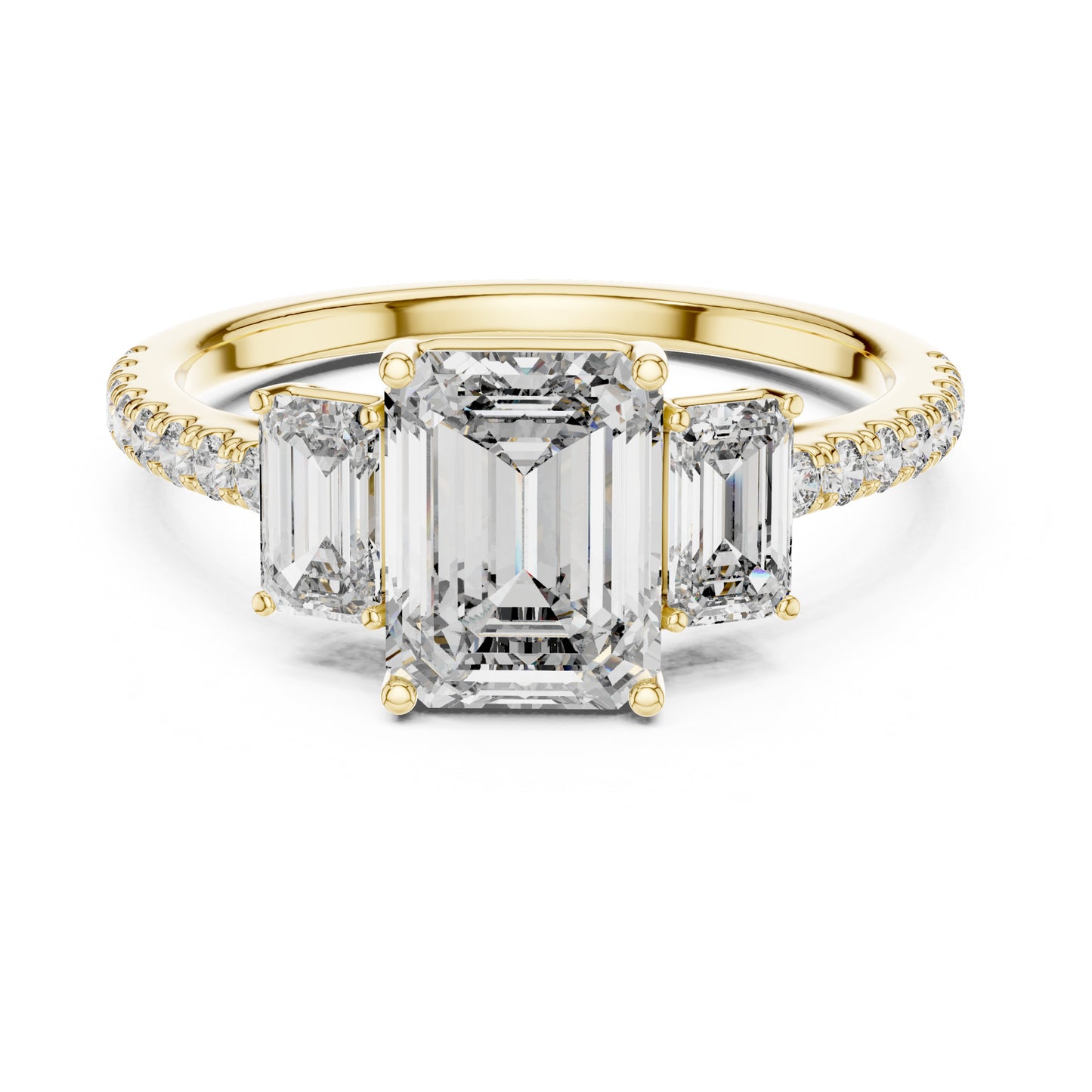 Vera 1.5 Carat Emerald Lab Grown Diamond Three Stone Ring