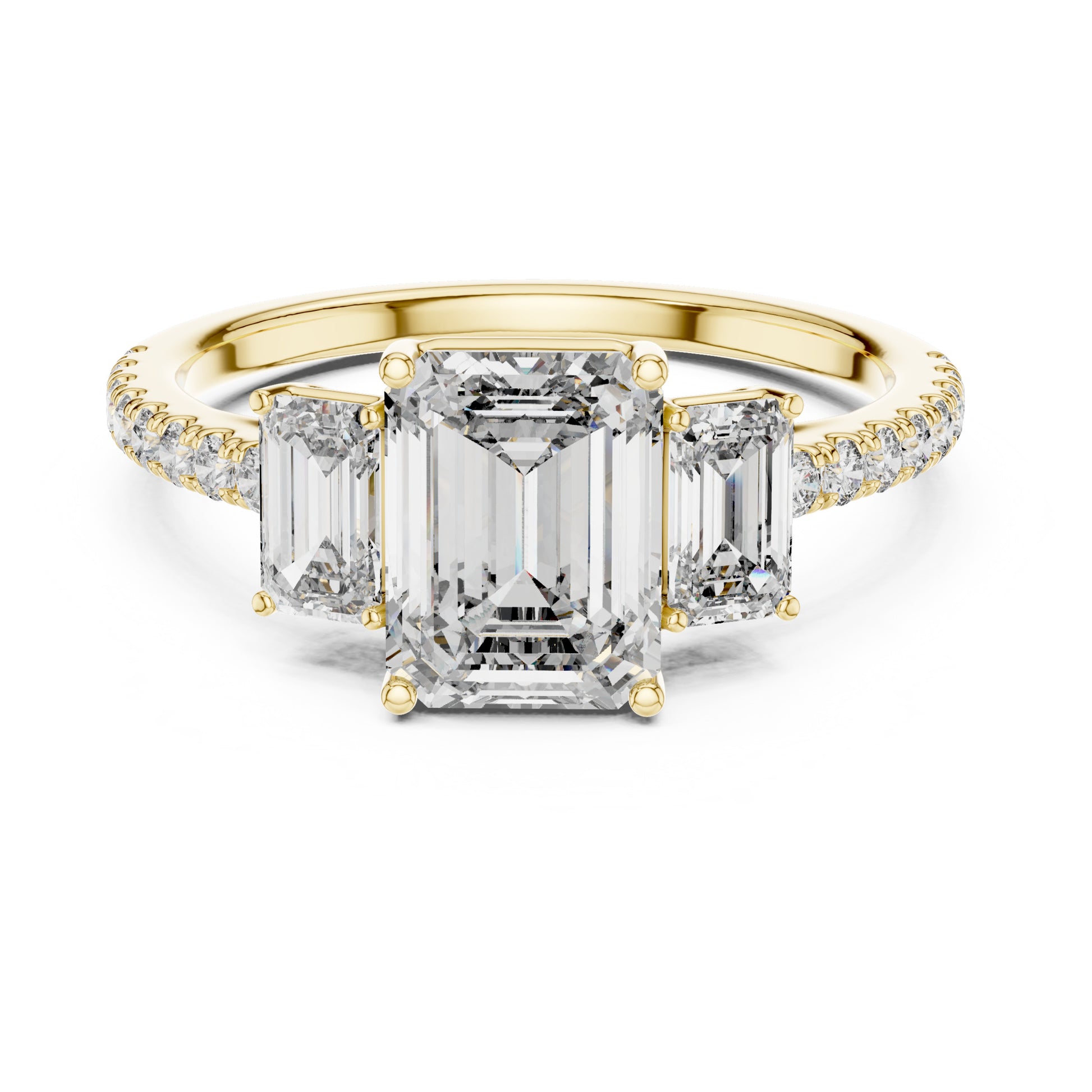 Vera 1.5 Carat Emerald Lab Grown Diamond Three Stone Ring