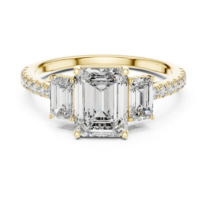 Vera 1.5 Carat Emerald Lab Grown Diamond Three Stone Ring