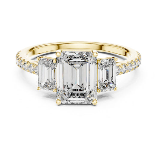Vera 1.5 Carat Emerald Lab Grown Diamond Three Stone Ring