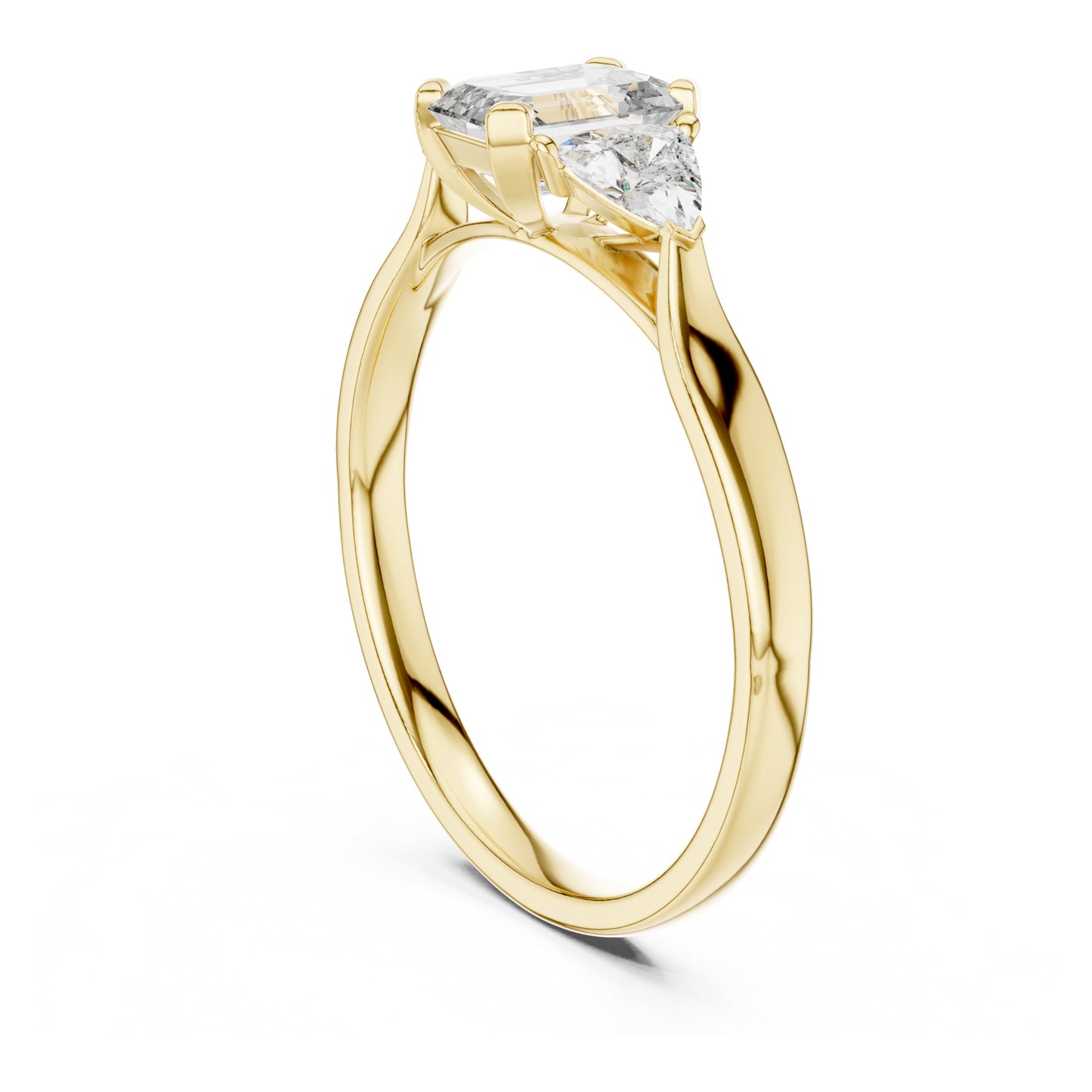 Vera 2 Carat Emerald Lab Grown Diamond Collet Three Stone Ring