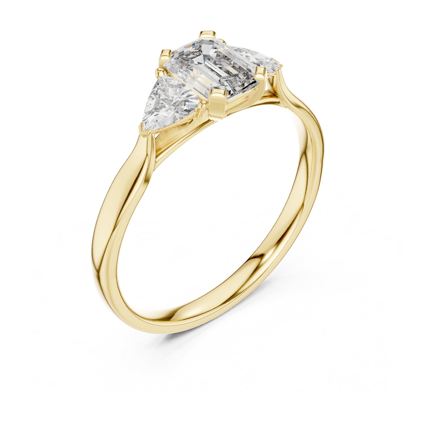 Vera 2 Carat Emerald Lab Grown Diamond Collet Three Stone Ring