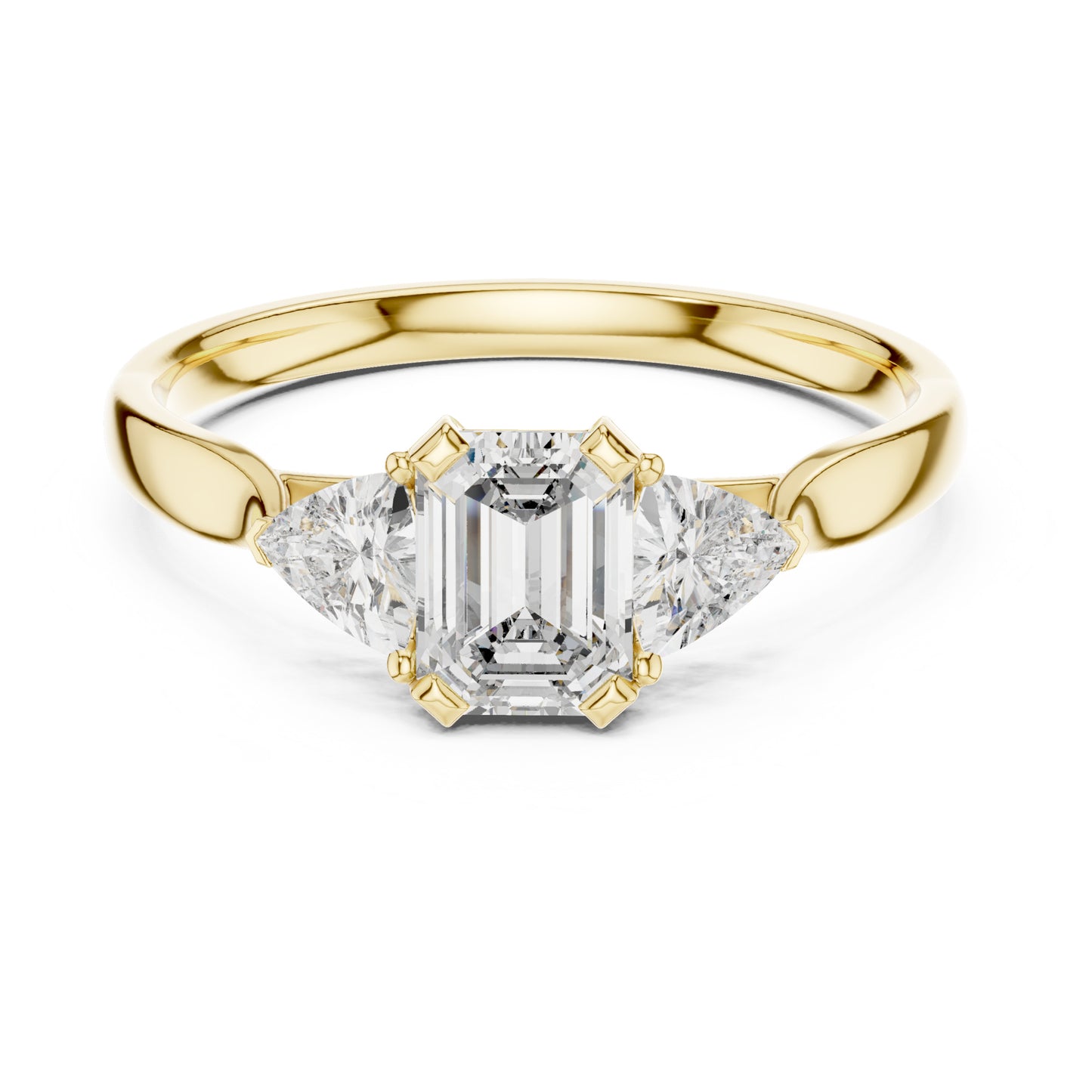 Vera 2 Carat Emerald Lab Grown Diamond Collet Three Stone Ring