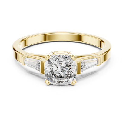 Vera 2 Carat Cushion Lab Grown Diamond Three Stone Ring
