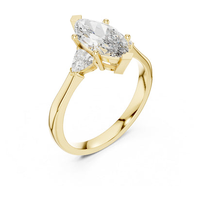 Sienna 1 Carat Marquise Lab Grown Diamond Collet Three Stone Ring