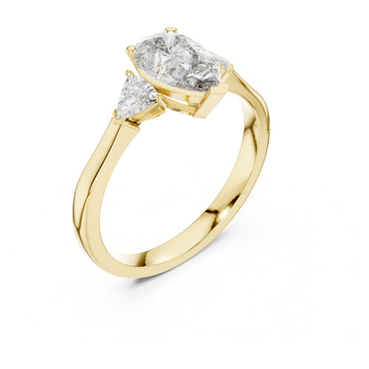 Sienna 1 Carat Pear Lab Grown Diamond Collet Three Stone Ring